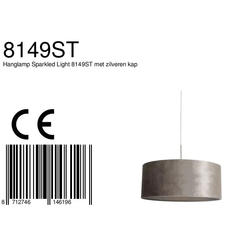 Foto 6 Hanglamp Sparkled Light 3602ST+K1066GS Staal-Fluweel Zilver Sparkled Light 8149ST