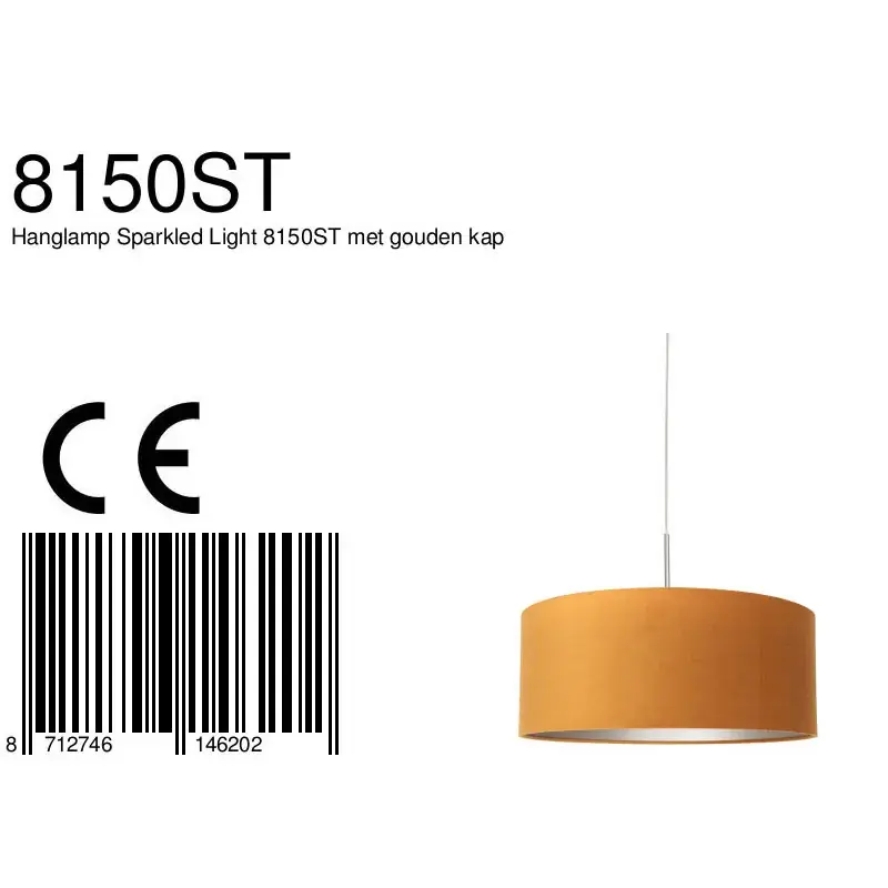 Foto 6 Hanglamp Sparkled Light 3602ST+K1066KS Staal-Fluweel Goud Sparkled Light 8150ST