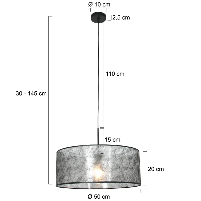Foto 5 Hanglamp Sparkled Light 3602ZW+K1066NS Zwart-Sizoflor Zilver Sparkled Light 8152ZW