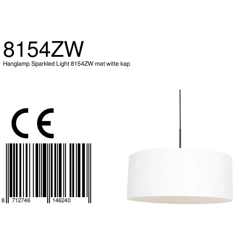 Foto 6 Hanglamp Sparkled Light 3602ZW+K1066QS Zwart-Wit Linnen Sparkled Light 8154ZW