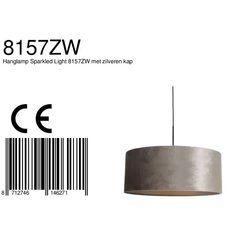 Foto 6 Hanglamp Sparkled Light 3602ZW+K1066GS Zwart-Fluweel Zilver Sparkled Light 8157ZW