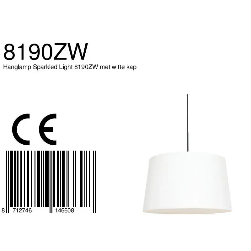 Foto 6 Hanglamp Sparkled Light 3602ZW+K1001QS Zwart-Wit Linnen Sparkled Light 8190ZW