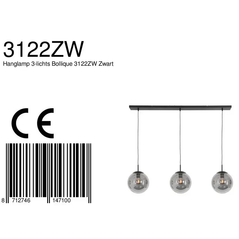 Foto 6 Hanglamp Bollique 3122ZW Zwart Bollique 3122ZW