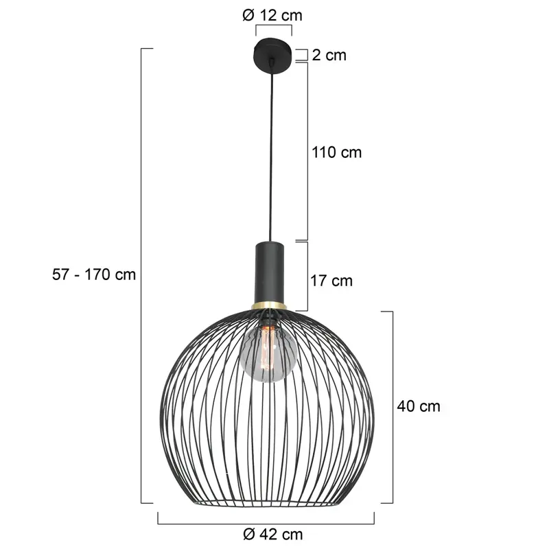 Foto 7 Hanglamp Aureole 3068ZW Zwart Aureole 3068ZW