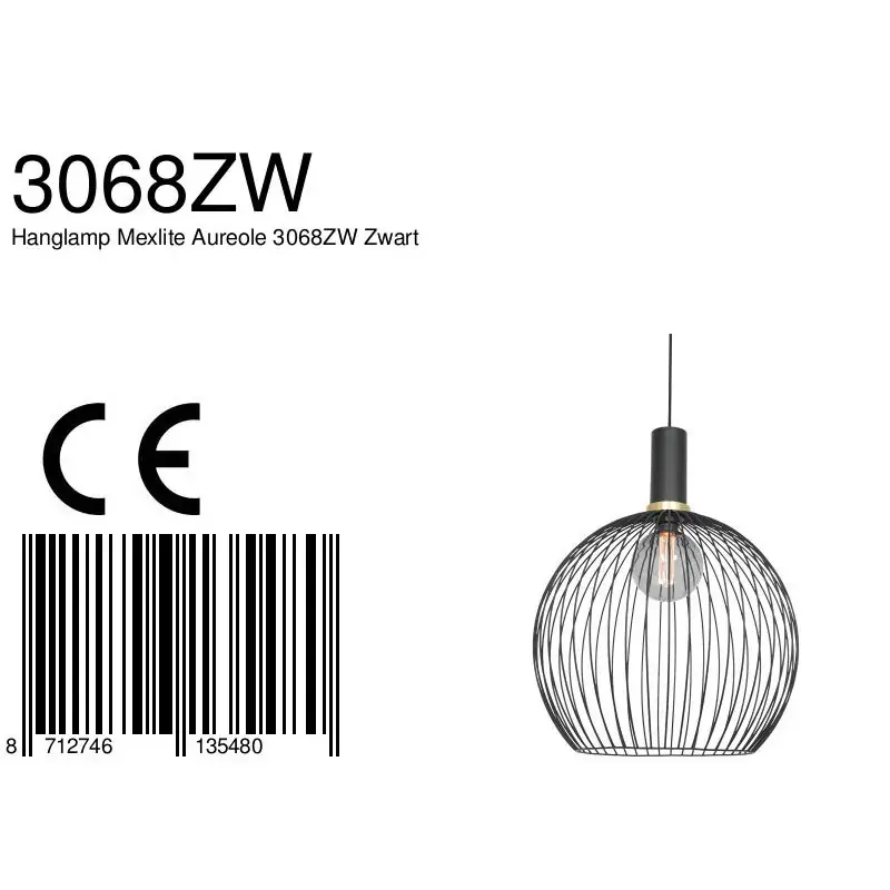 Foto 8 Hanglamp Aureole 3068ZW Zwart Aureole 3068ZW