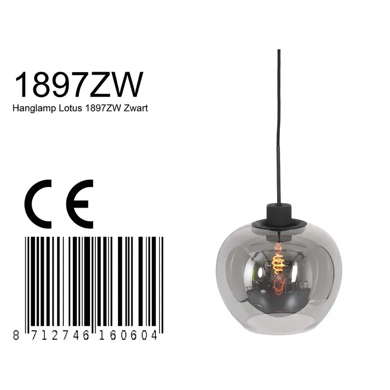 Foto 7 Hanglamp Lotus 1897ZW Zwart Lotus 1897ZW