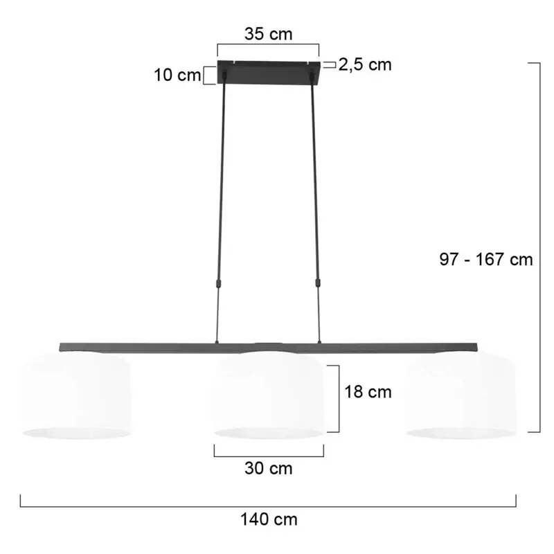 Foto 6 Hanglamp Stang 3458ZW Zwart + Kap Wit Chintz Stang 3458ZW