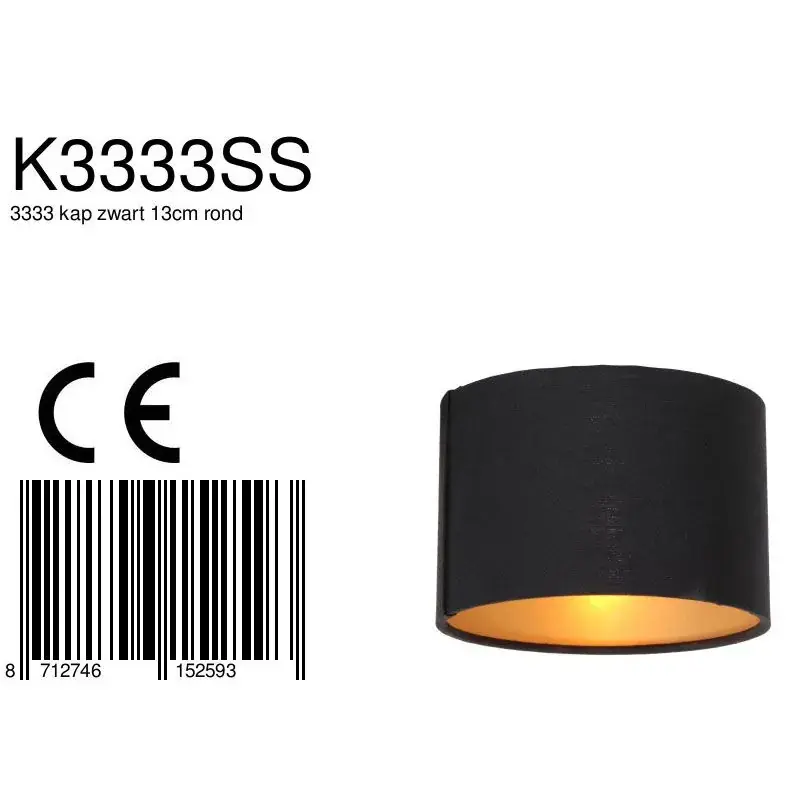 Foto 3 K3333SS kap zwart 13cm rond Lampenkappen K3333SS