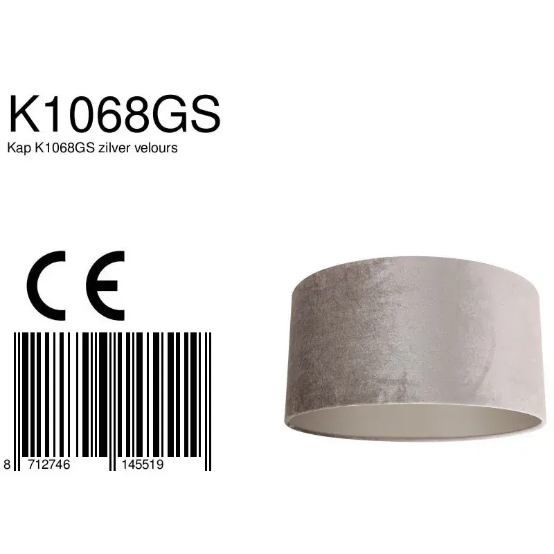 Foto 6 Lampenkap K1068GS Fluweel Zilver Lampenkappen K1068GS