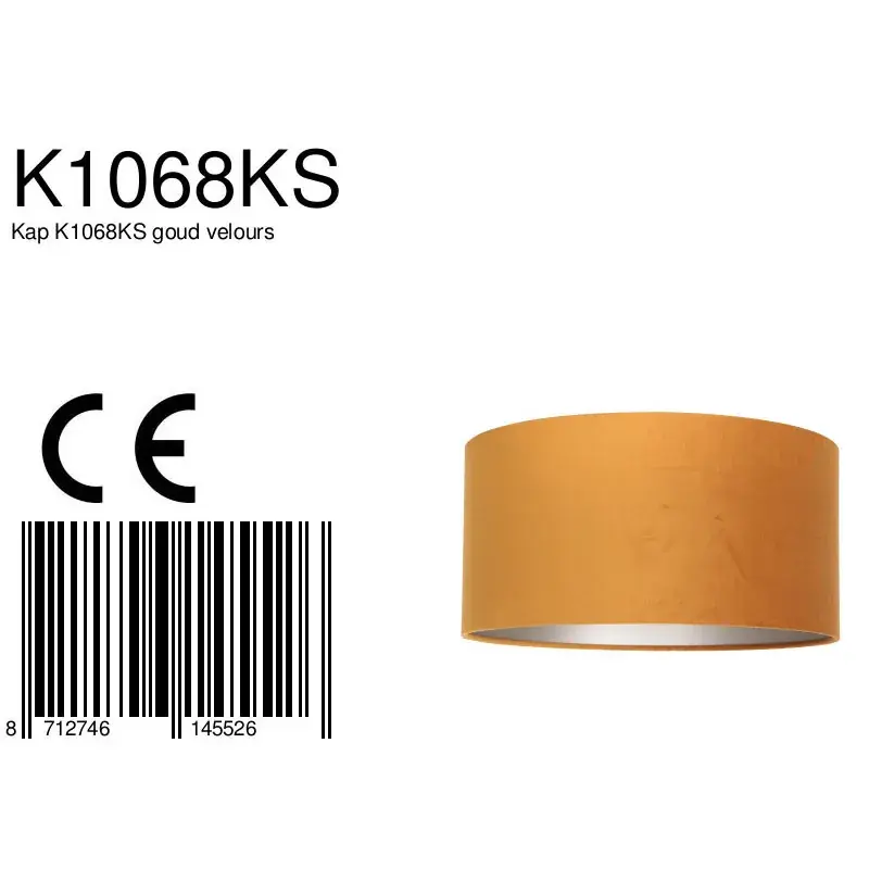 Foto 6 Lampenkap K1068KS Velours Goud Lampenkappen K1068KS