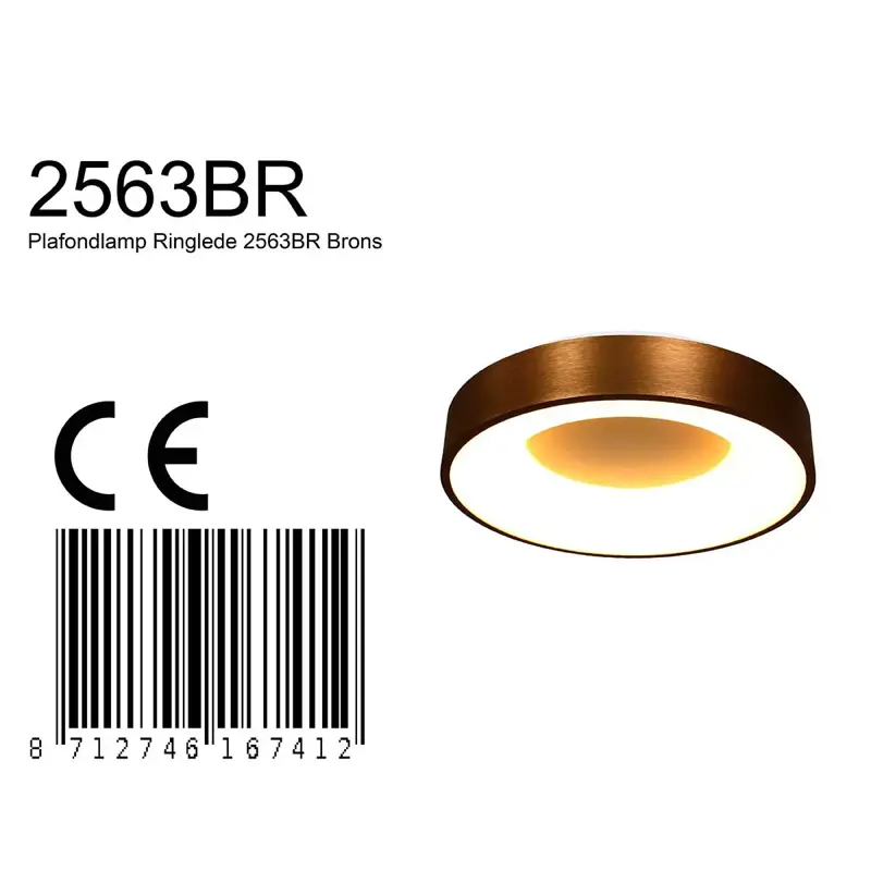 Foto 6 Plafondlamp Ringlede 2563BR Brons Ø48cm Ringlede 2563BR