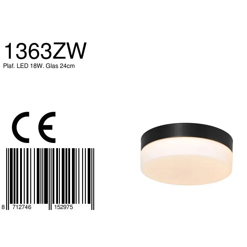 Foto 7 Plafondlamp Ikaro 1363ZW Zwart Ikaro 1363ZW