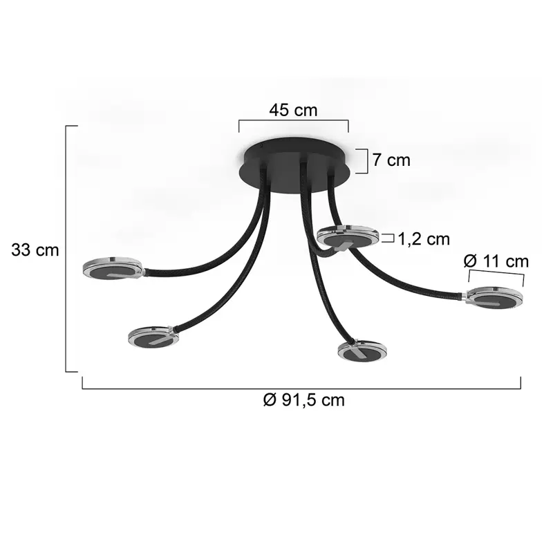 Foto 5 Plafondlamp Turound 3375ZW Zwart Turound 3375ZW