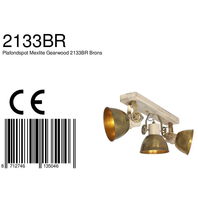 Foto 7 Plafondlamp Gearwood 2133BR Brons Gearwood 2133BR