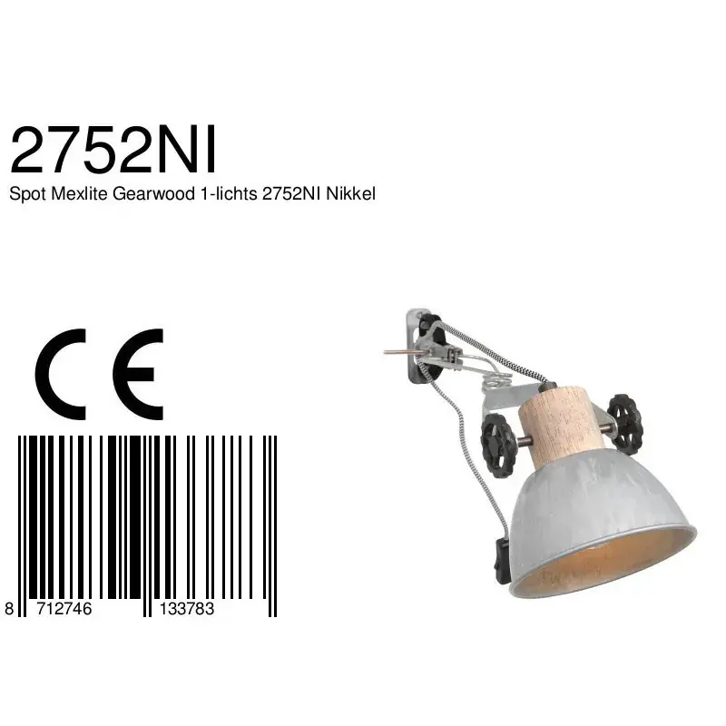 Foto 6 Wandlamp Gearwood 2752NI Nikkel Gearwood 2752NI