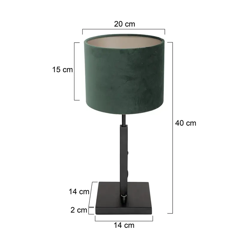 Foto 5 Tafellamp Stang 8162ZW Zwart + Velours Groene kap Stang 8162ZW