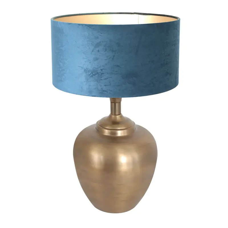 Foto 1 Tafellamp Brass 3307BR+K1068ZS Brons-Fluweel Blauw Brass 7204BR