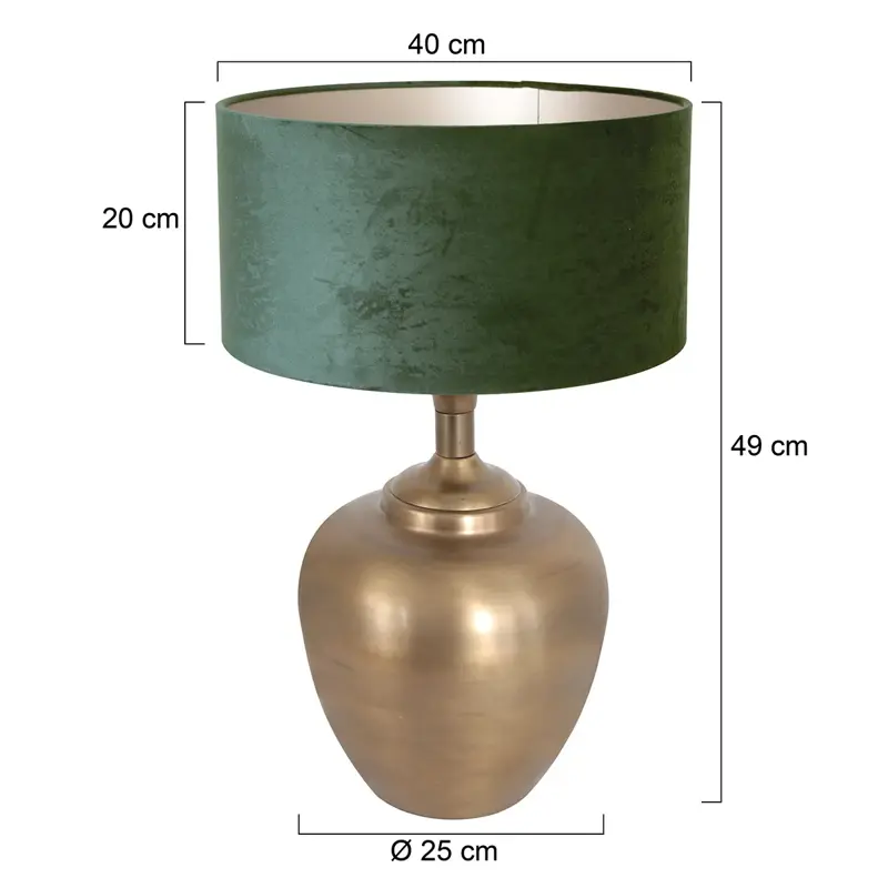Foto 5 Tafellamp Brass 3307BR+K1068VS Brons-Fluweel Groen Brass 7205BR
