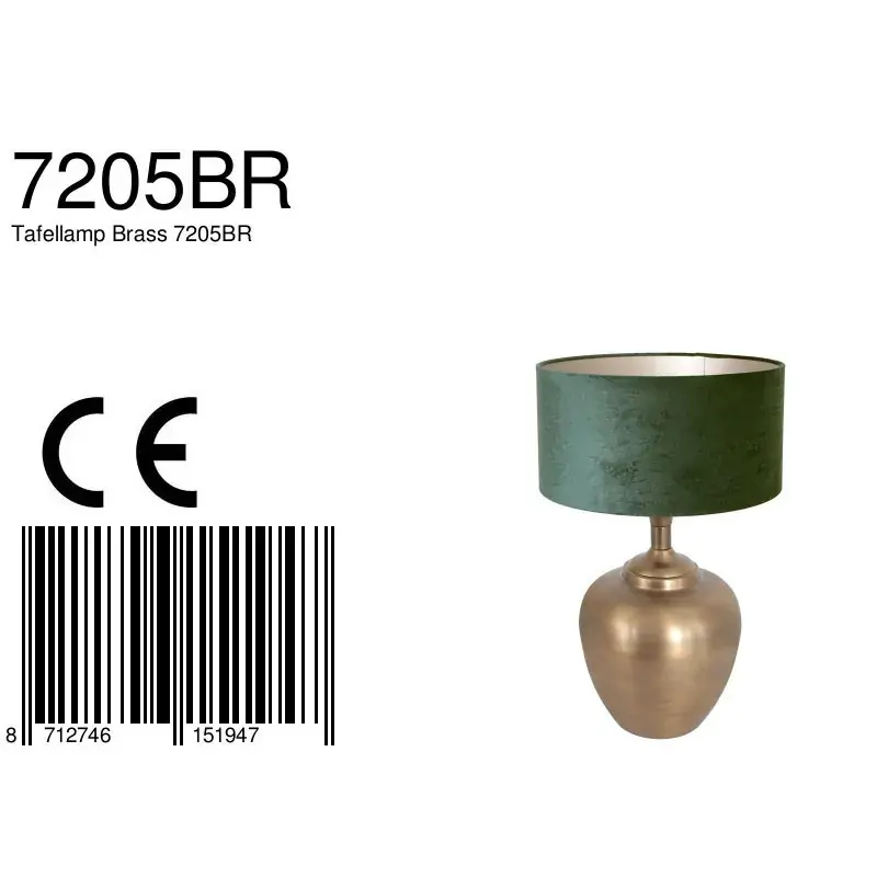Foto 6 Tafellamp Brass 3307BR+K1068VS Brons-Fluweel Groen Brass 7205BR