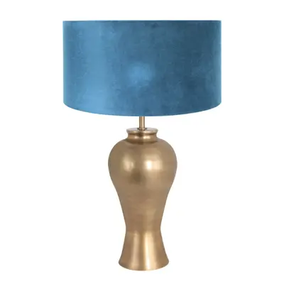 Foto van Tafellamp Brass 3308BR+K1068ZS Brons-Fluweel Blauw Brass 7306BR