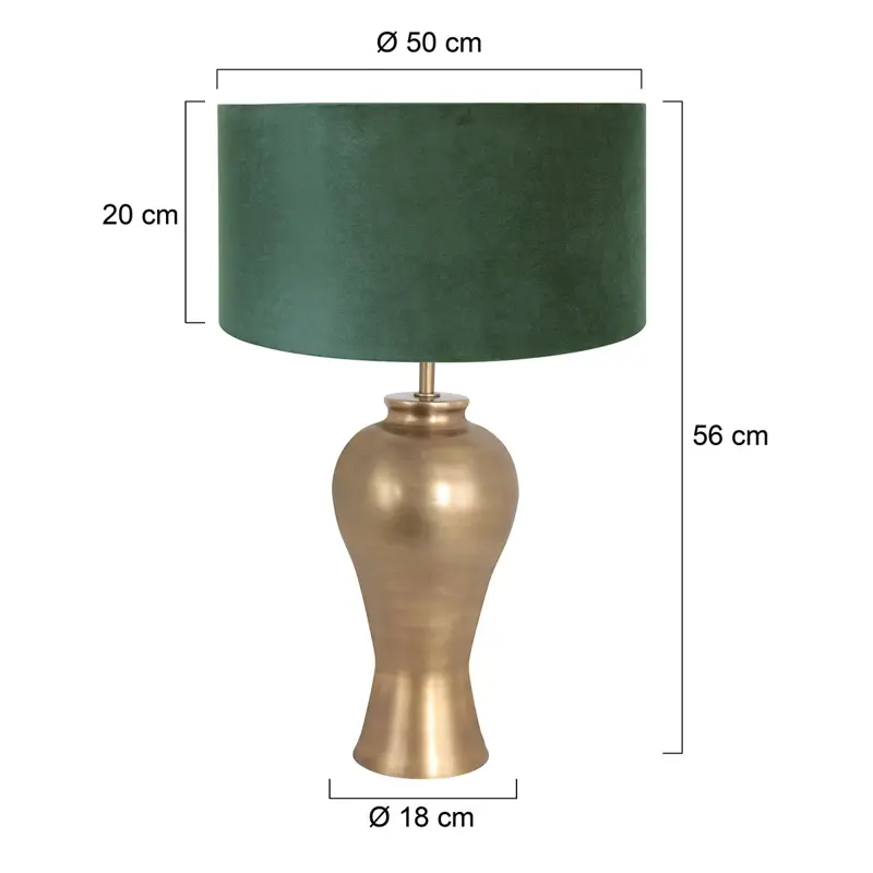 Foto 5 Tafellamp Brass 3308BR+K1068VS Brons-Fluweel Groen Brass 7307BR
