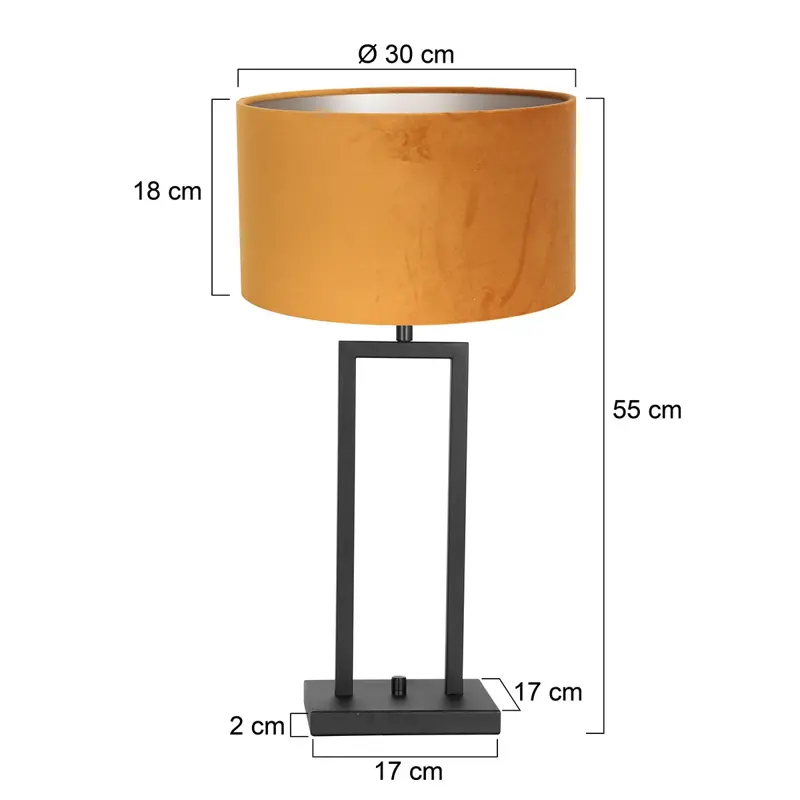 Foto 5 Tafellamp Stang 8214ZW Zwart + Kap Velours Goud Stang 8214ZW