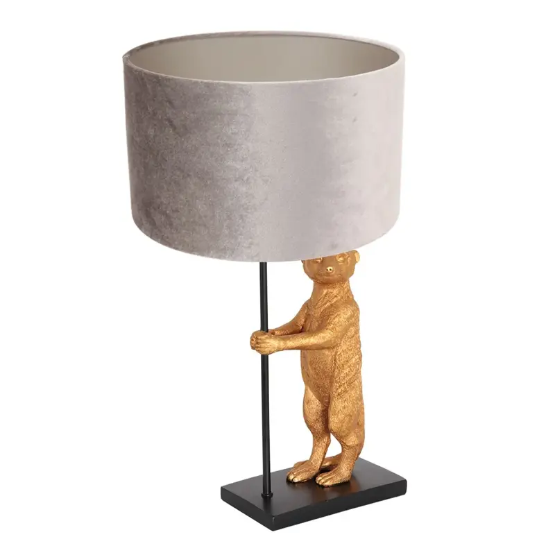Foto 1 Tafellamp Amimaux 3126ZW+K7396GS Zwart-Fluweel Zilver Animaux 8227ZW