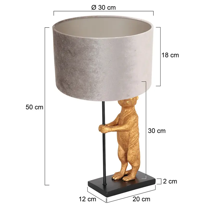 Foto 5 Tafellamp Amimaux 3126ZW+K7396GS Zwart-Fluweel Zilver Animaux 8227ZW
