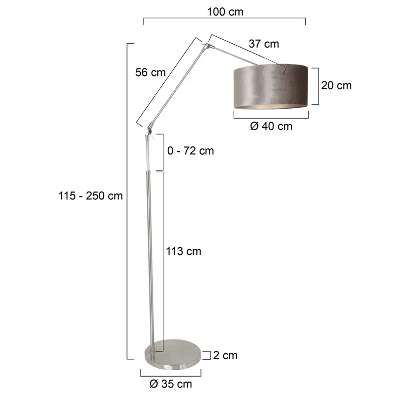 Foto 5 Vloerlamp Prestige Chic 7395ST+K1068GS Staal-Fluweel Zilver Prestige Chic 8104ST