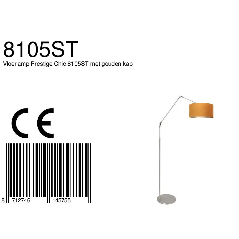 Foto 6 Vloerlamp Prestige Chic 7395ST+K1068KS Staal-Fluweel Goud Prestige Chic 8105ST