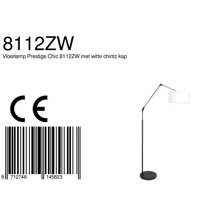 Foto 6 Vloerlamp Prestige Chic 7395ZW+K10682S Zwart-Wit Chintz Prestige Chic 8112ZW