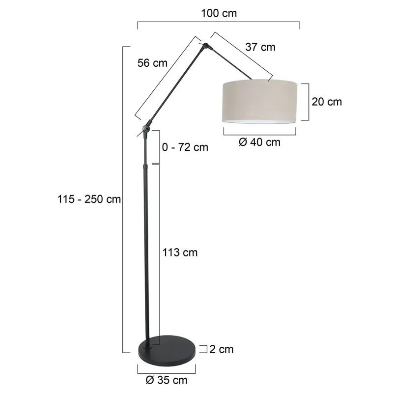 Foto 5 Vloerlamp Prestige Chic 7395ZW+K1068RS Zwart-Grijs Linnen Prestige Chic 8113ZW