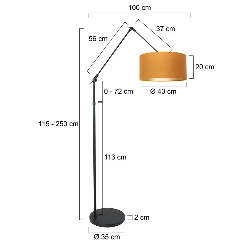 Foto 5 Vloerlamp Prestige Chic 7395ZW+K1068KS Zwart-Fluweel Goud Prestige Chic 8117ZW
