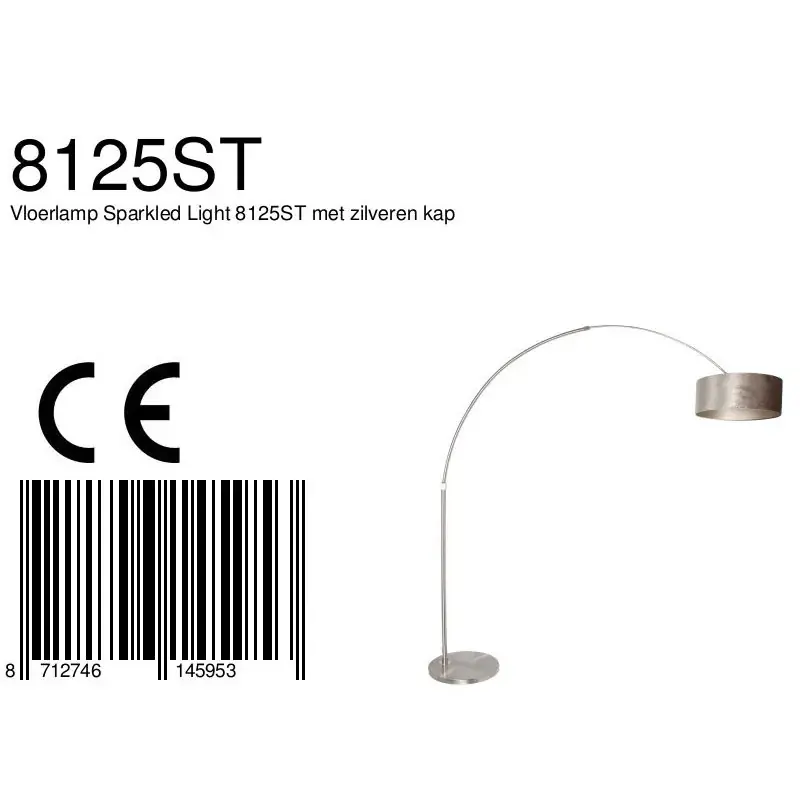 Foto 6 Vloerlamp Sparkled Light 7268ST+K1066GS Staal-Fluweel Zilver Sparkled Light 8125ST