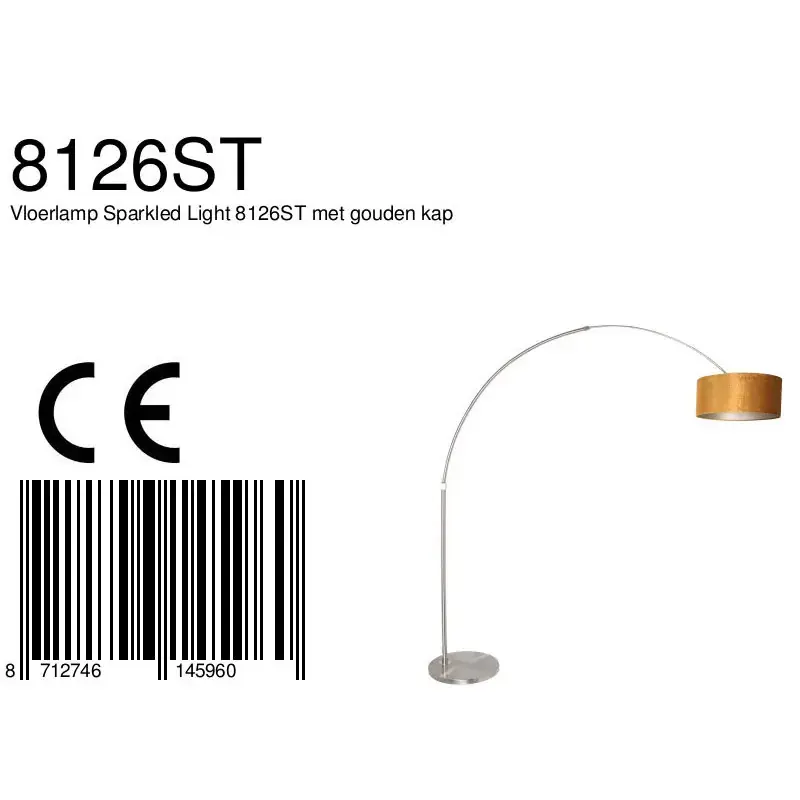 Foto 6 Vloerlamp Sparkled Light 7268ST+K1066KS Staal-Fluweel Goud Sparkled Light 8126ST