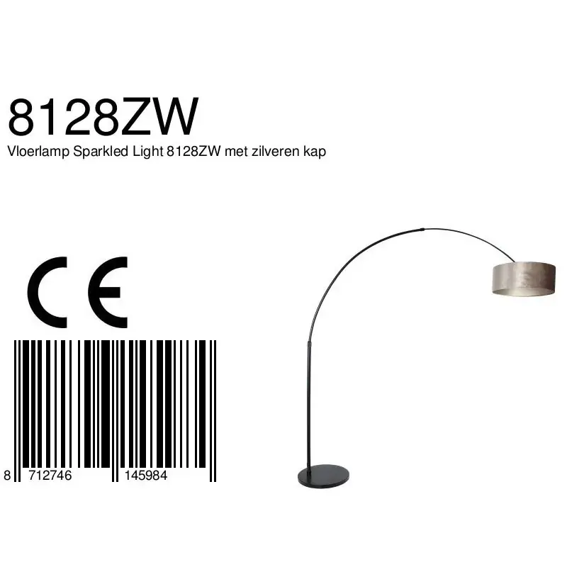 Foto 7 Vloerlamp Sparkled Light 7268ZW+K1066GS Zwart-Fluweel Zilver Sparkled Light 8128ZW