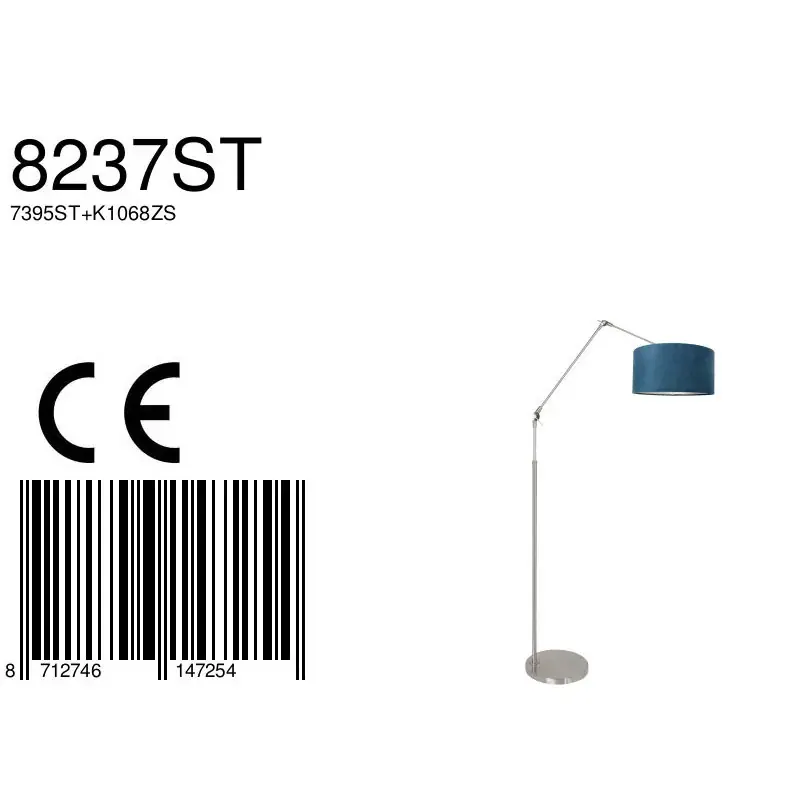 Foto 6 Vloerlamp Prestige Chic 7395ST+K1068ZS Staal-Fluweel Blauw Prestige Chic 8237ST