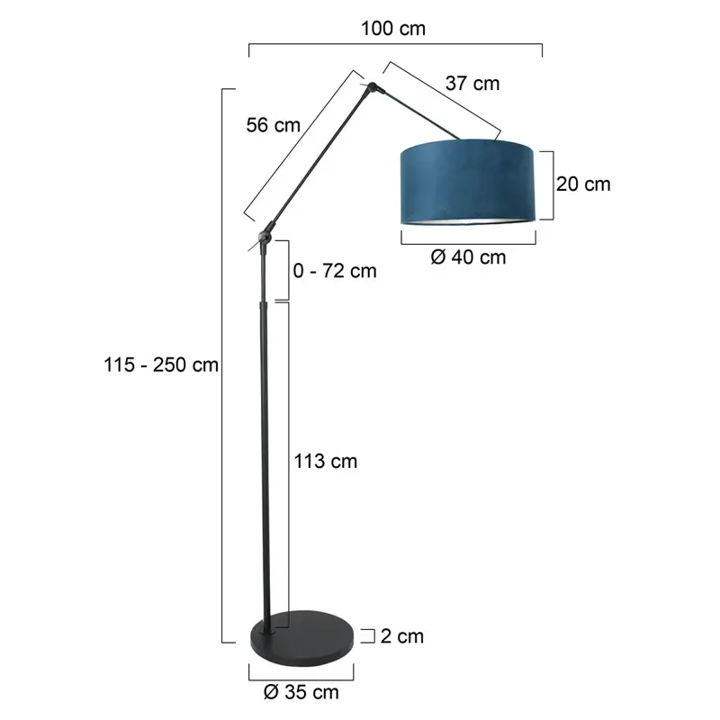 Foto 5 Vloerlamp Prestige Chic 7395ZW+K1068ZS Zwart-Fluweel Blauw Prestige Chic 8239ZW