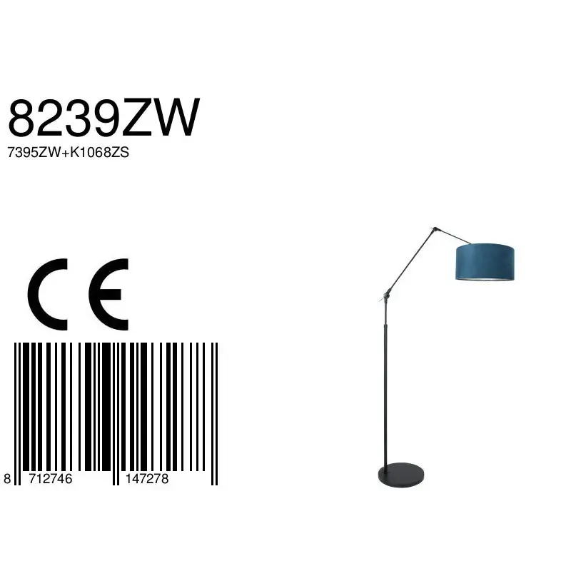 Foto 6 Vloerlamp Prestige Chic 7395ZW+K1068ZS Zwart-Fluweel Blauw Prestige Chic 8239ZW