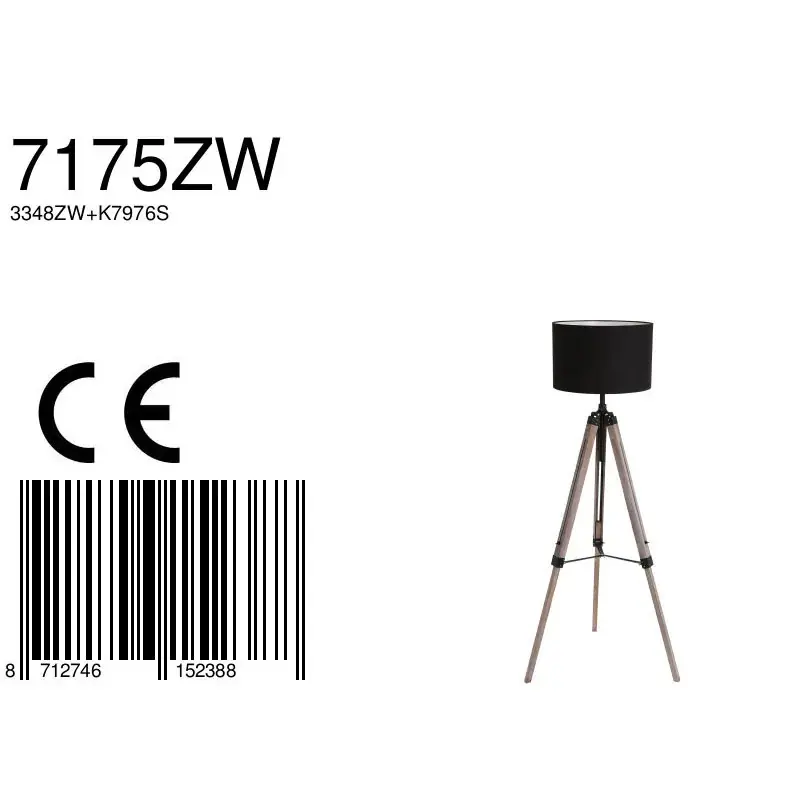 Foto 7 Vloerlamp Triek 3348ZW+K7976SS Zwart-Zwart Triek 7175ZW