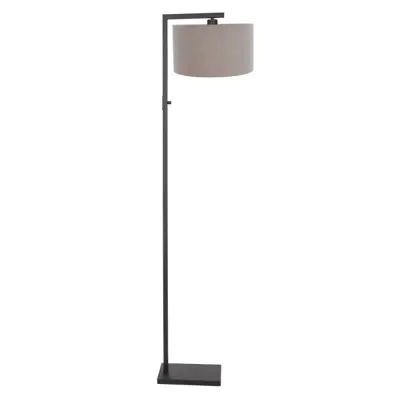 Foto van Vloerlamp Stang 8217ZW Zwart + Kap Grijs Linnen Stang 8217ZW