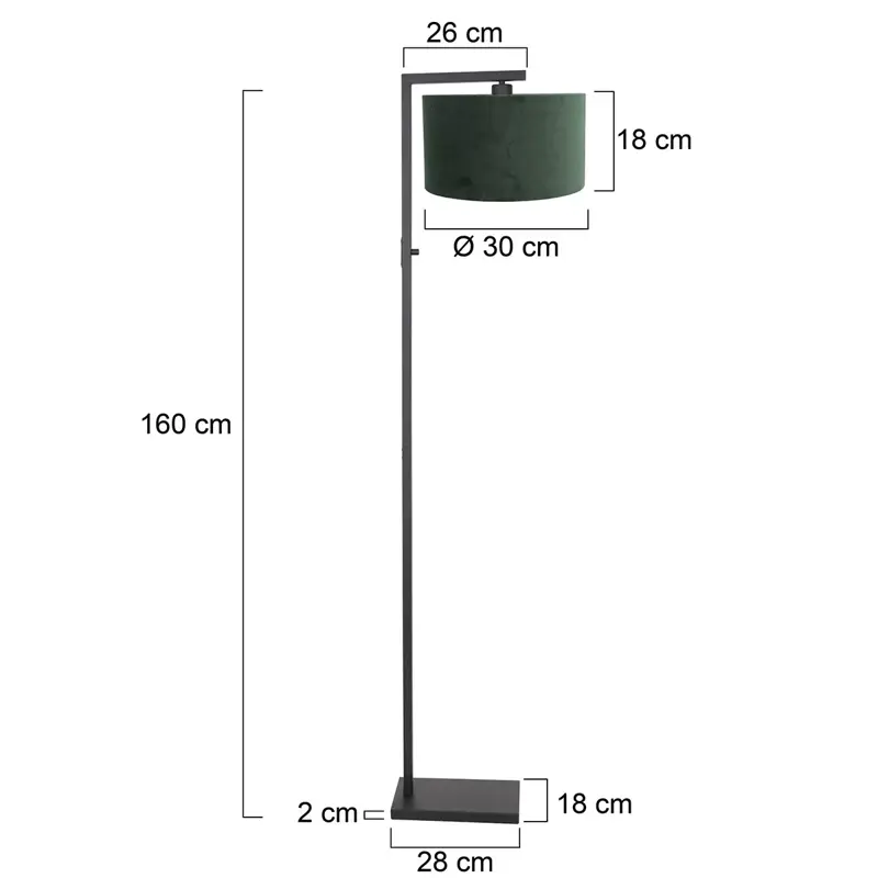 Foto 5 Vloerlamp Stang 8219ZW Zwart + Kap Velours Groen Stang 8219ZW