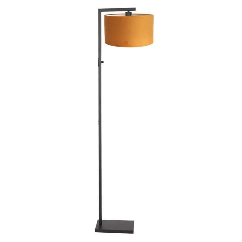Foto 1 Vloerlamp Stang 8221ZW Zwart + Kap Velours Goud Stang 8221ZW