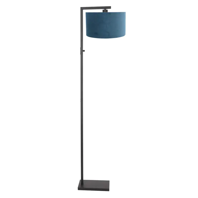 Foto 1 Vloerlamp Stang 8222ZW Zwart + Kap Velours Blauw Stang 8222ZW