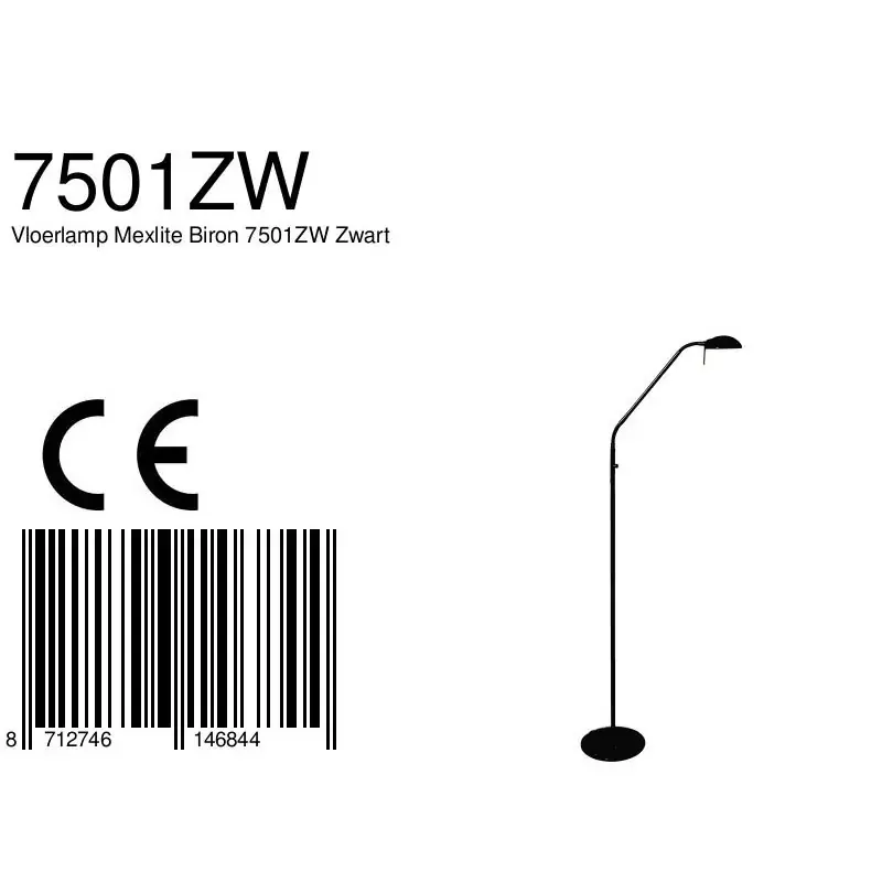 Foto 9 Vloerlamp Biron 7501ZW Zwart Biron 7501ZW