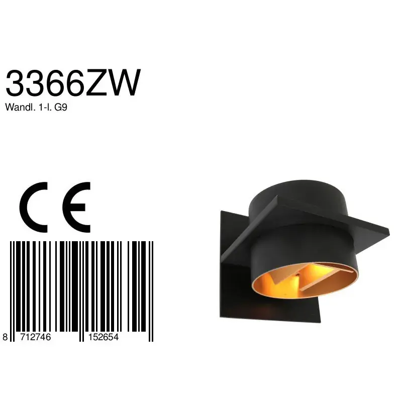 Foto 6 Wandlamp Muro 3366ZW Zwart Muro 3366ZW