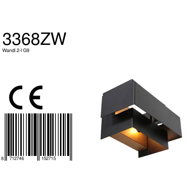 Foto 7 Wandlamp Muro 3368ZW Zwart Muro 3368ZW