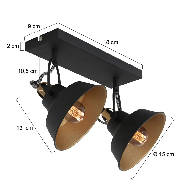 Foto 5 Plafondlamp Nové 3327ZW Zwart Nove 3327ZW