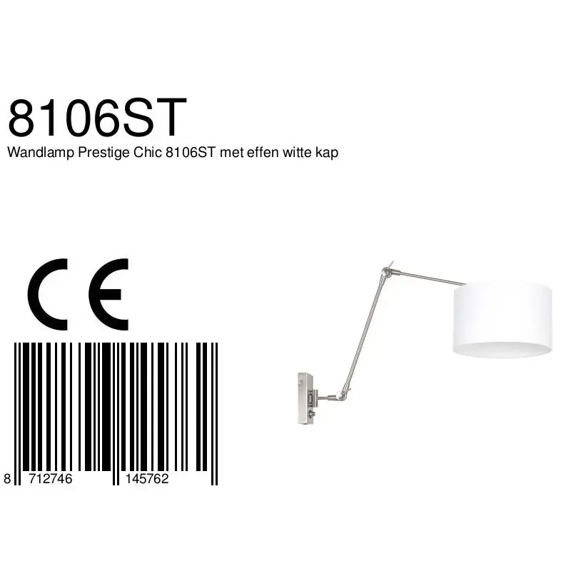 Foto 6 Wandlamp Prestige Chic 7396ST+K73962S Staal-Wit Chintz Prestige Chic 8106ST