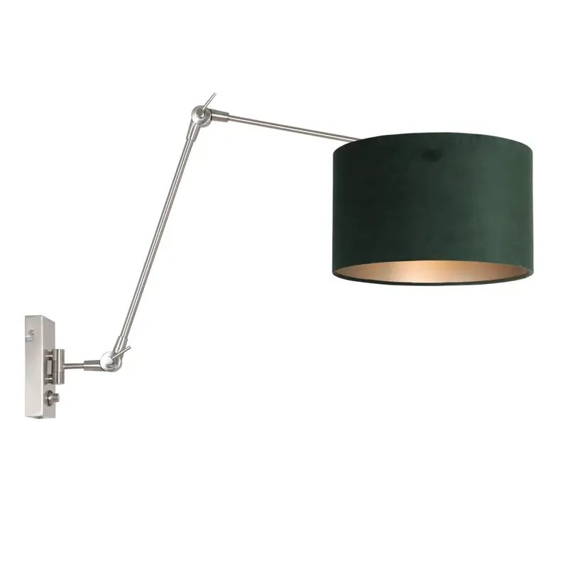 Foto 1 Wandlamp Prestige Chic 7396ST+K7396VS Staal-Fluweel Groen Prestige Chic 8109ST